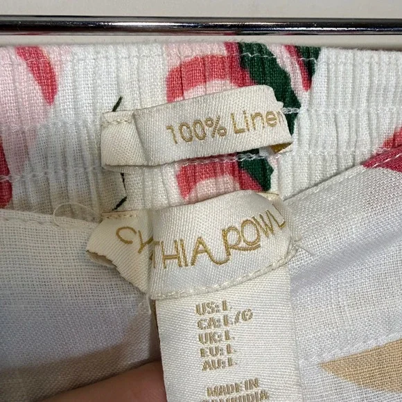 Cynthia Rowley‎ Pants Women's Large 100% Linen Angled Pocket Cropped Capris - Picture 3 of 5